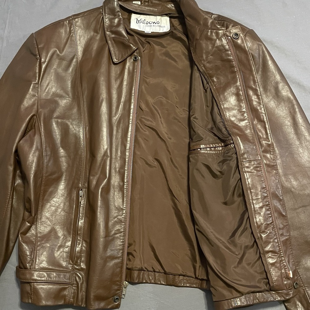 Wilson Suede And Leather Mens Size 48 Brown Casual Bomber Leather Jacket